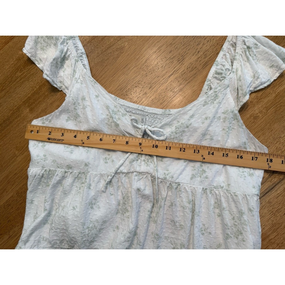 Hollister Floral Peasant Top XL Cottagecore Milkmaid Babydoll Tie Front Cutout - Picture 9 of 12